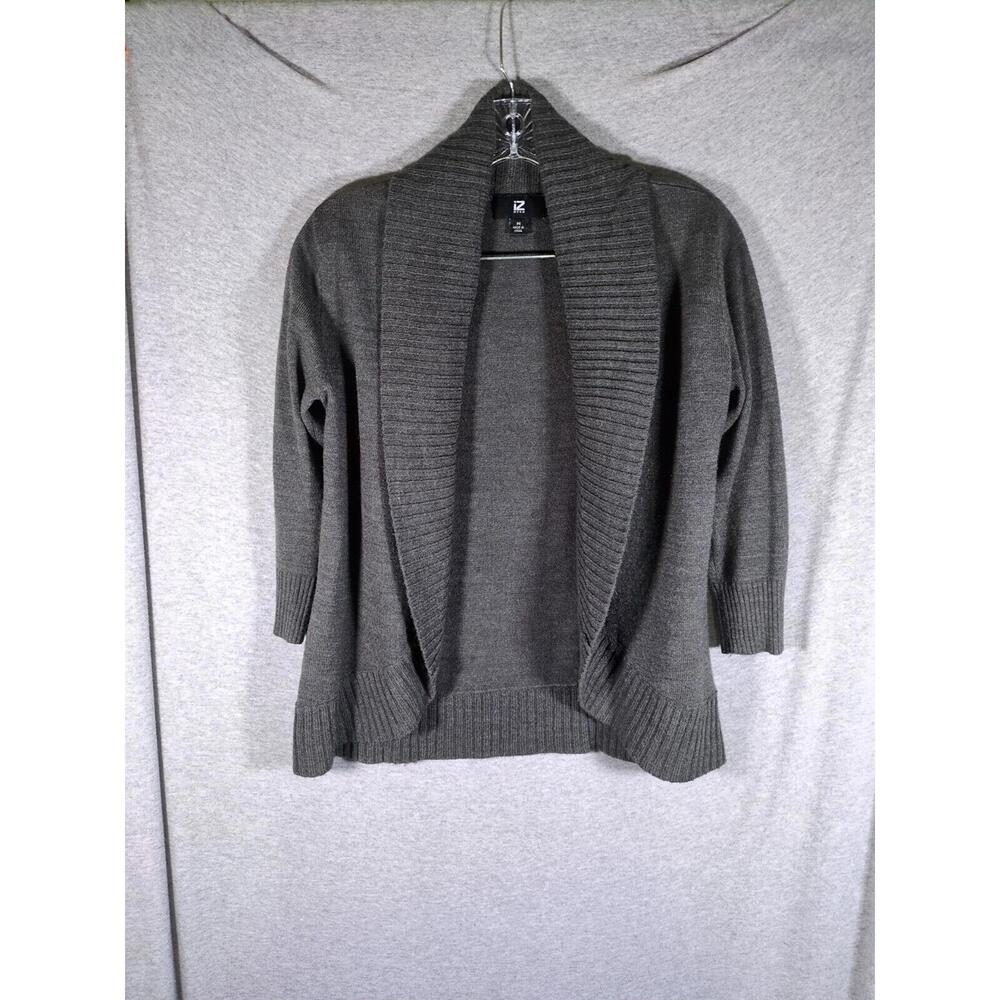 iz Byer Cardigan‎ Womens Medium Open Front Classic Casual Monochrome Gray
